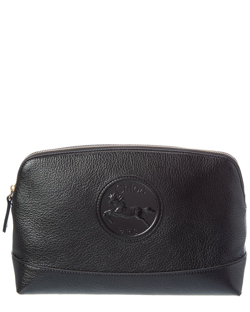 Chloé Leather Cosmetic Case In Black