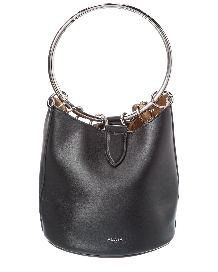 Alaïa Ring Medium Leather Bucket Bag In Black