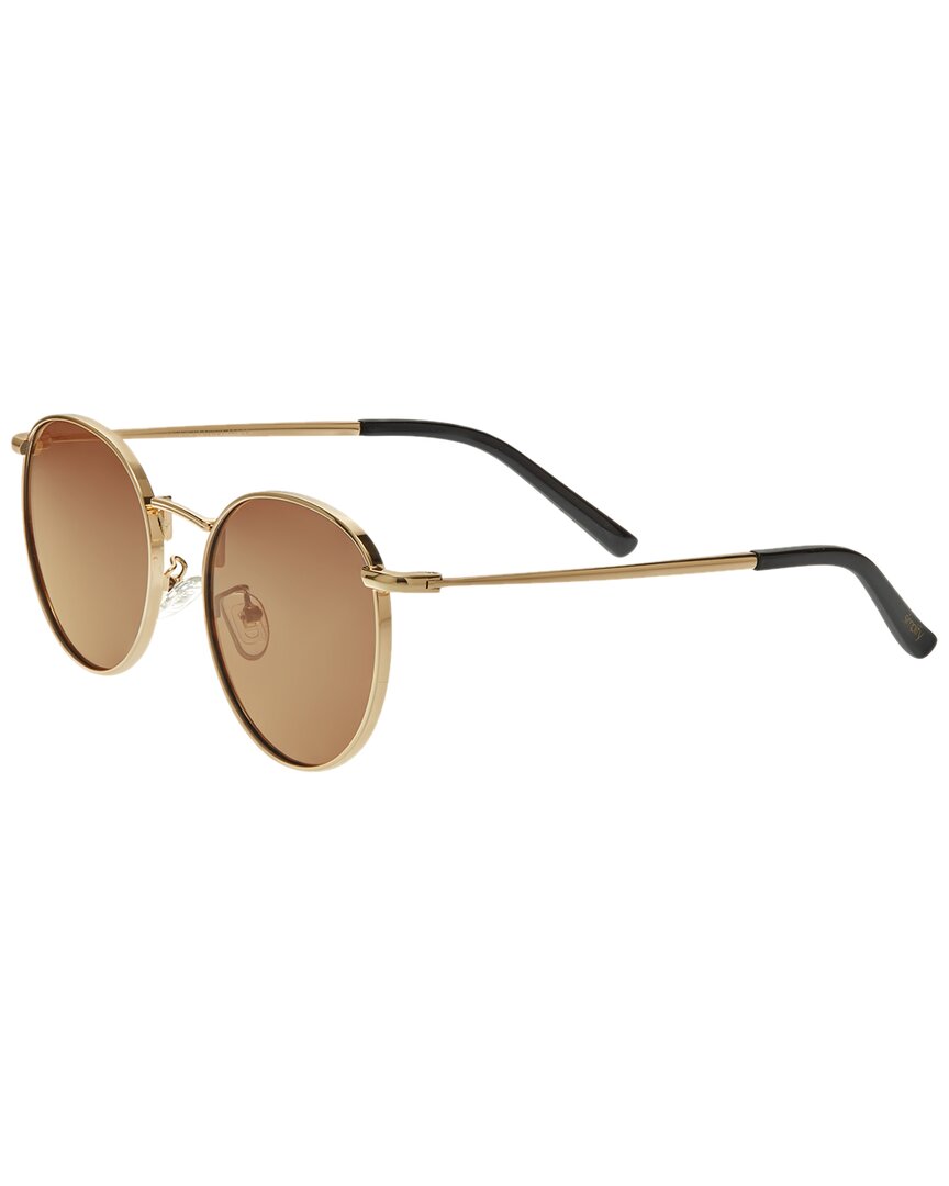 Simplify Unisex Gold Tone Round Sunglasses Ssu128-c2 In Brown