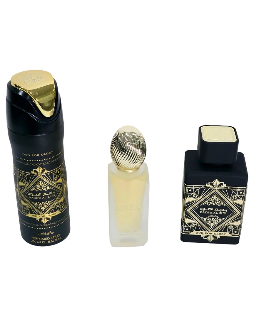 Lattafa Unisex 3.4oz Bade'e Al Oud For Glory 3pc Set