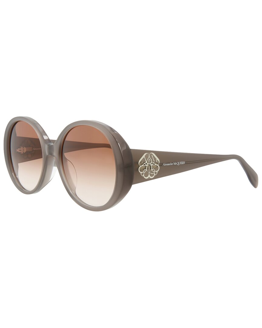 Shop Alexander Mcqueen Women's Am0285s 145mm Sunglasses In Grey