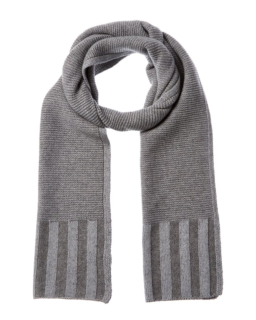 Forte Cashmere Plaited Garter Rib Trim Cashmere Scarf In Blue