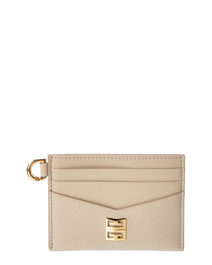 Givenchy 4g Leather Card Holder In Sand