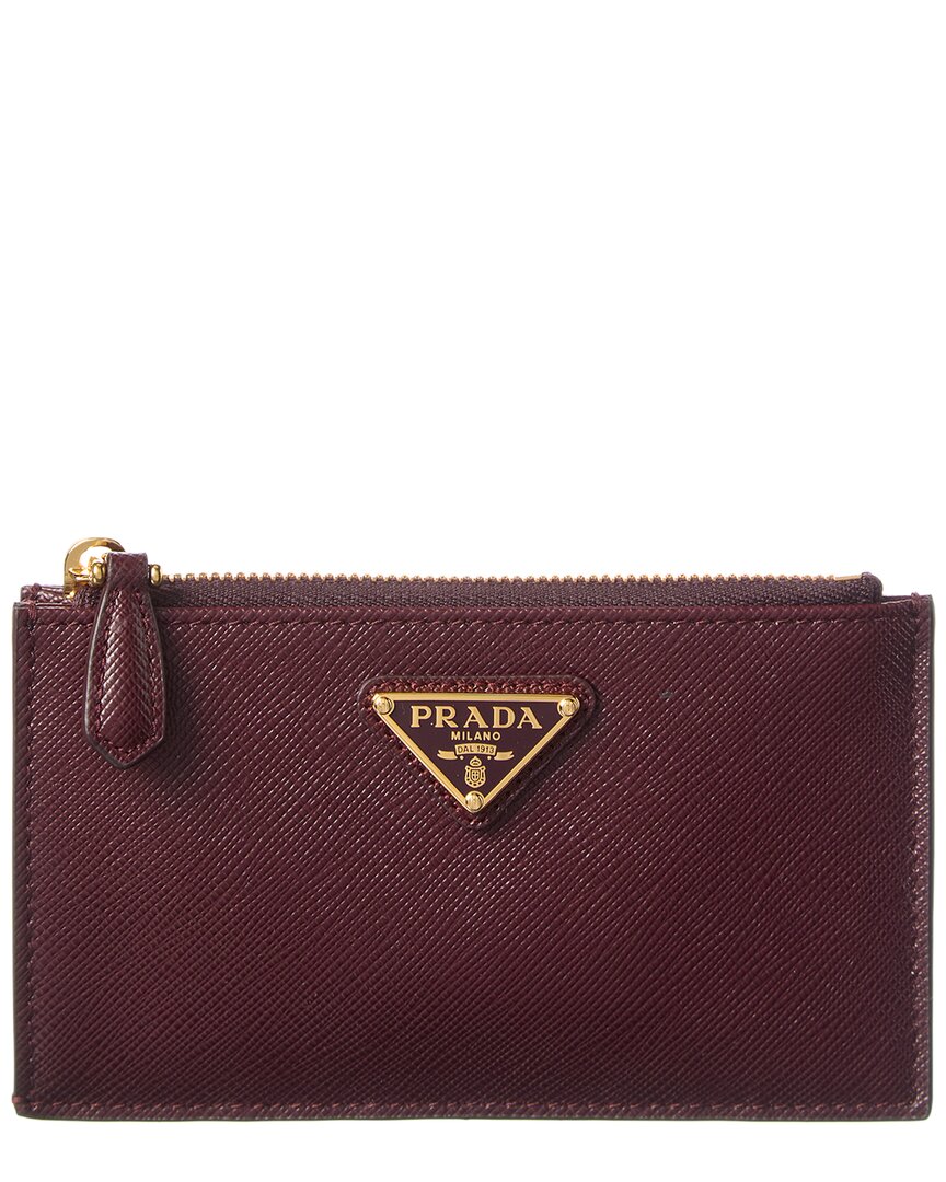 Prada Saffiano Leather Card Holder In Red