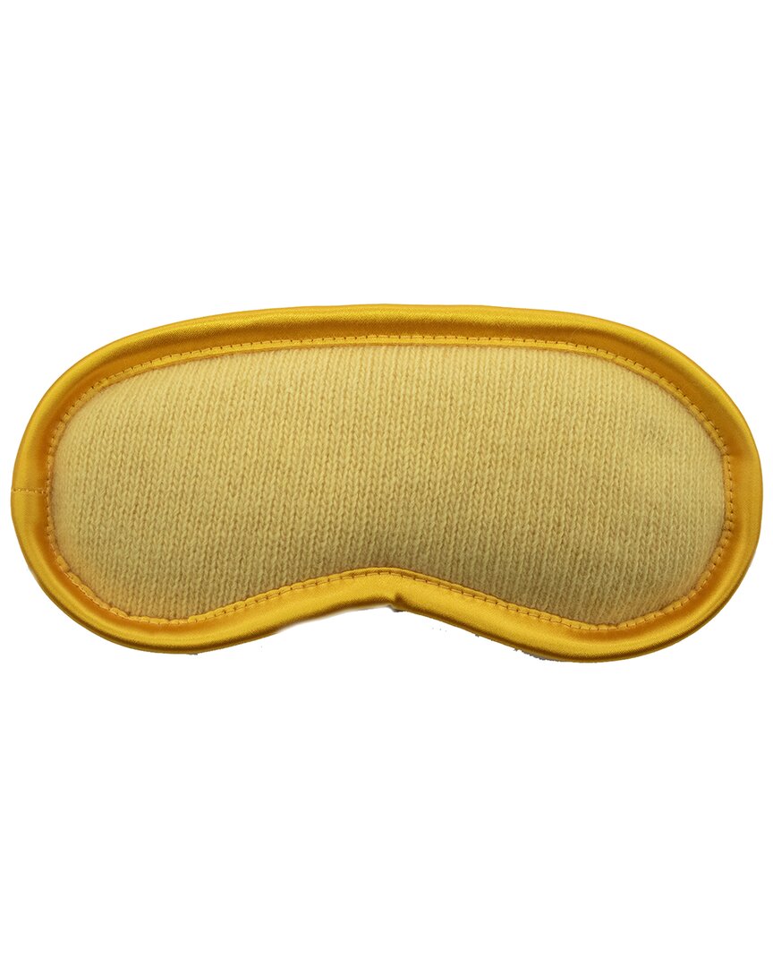 Portolano Knitted Eye Mask With Satin Piping In Yellow