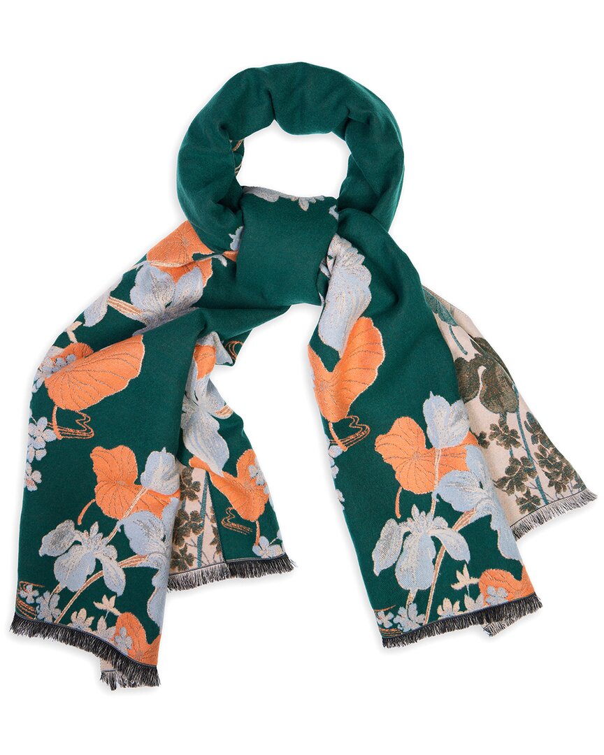 Saachi Floral Reversible Scarf In Green