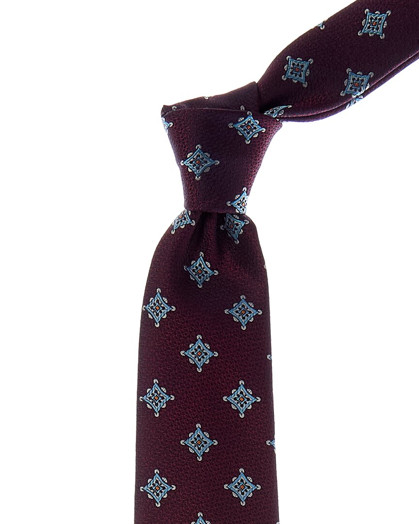 Canali Burgundy Medallion Silk Tie In Red