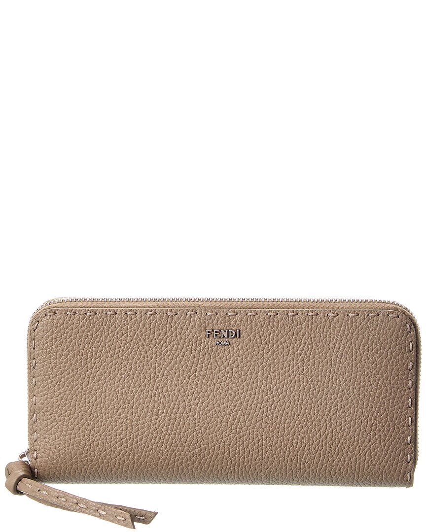Fendi Zipper Around Peekaboo Large Leather Wallet