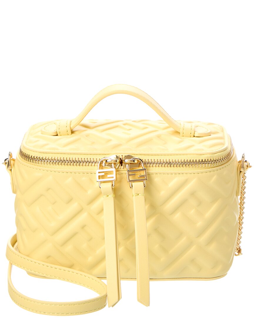 Fendi Dnu Inv Ff Leather Vanity Case In Yellow
