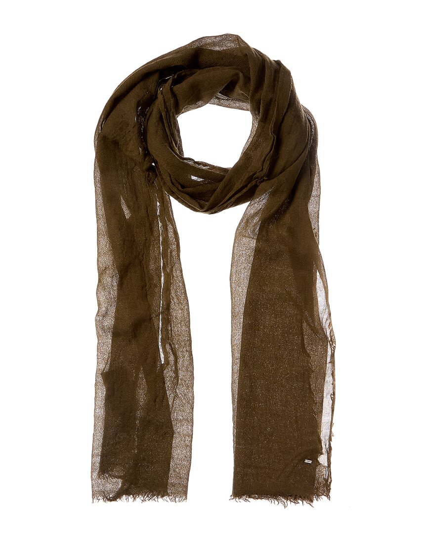 Saint Laurent Frayed Wool, Cashmere & Silk-blend Scarf In Green