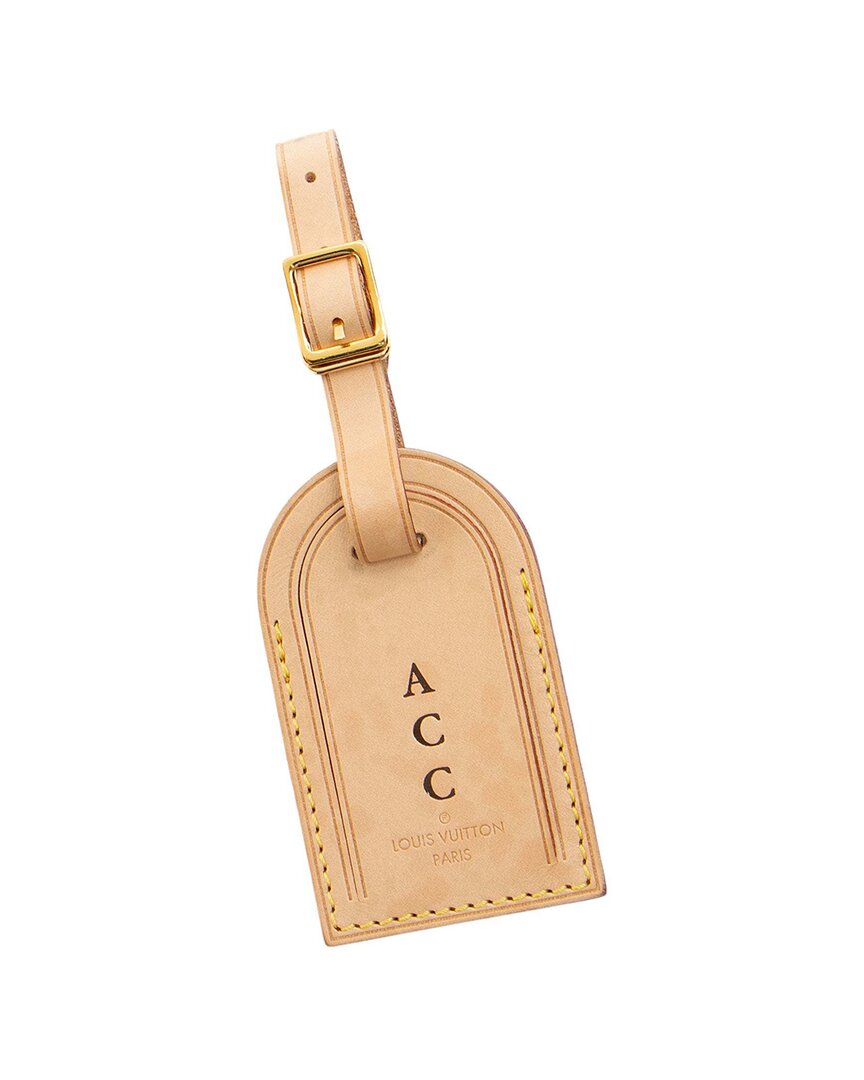 Pre-owned Louis Vuitton Brown Leather Luggage Tag (authentic Pre-loved)