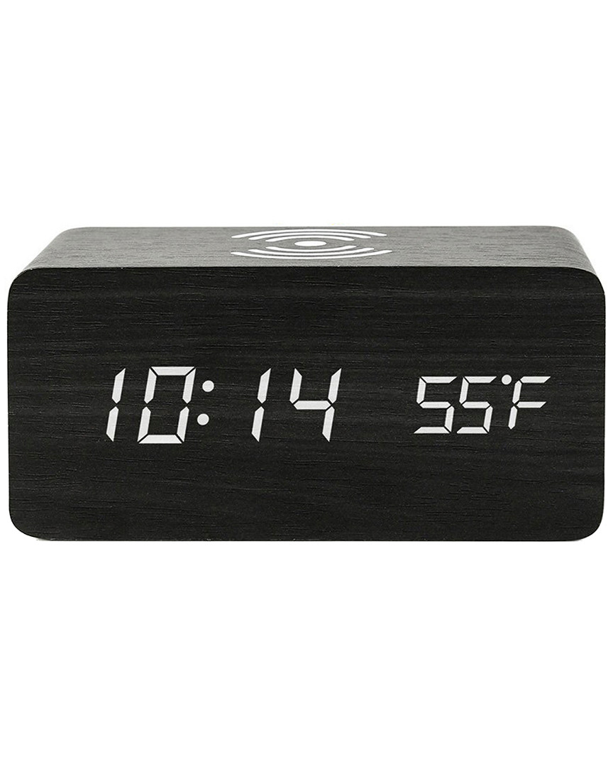 Shop Ztech Zunammy Wooden Digital Alarm Clock & Thermometer With Wireless Charger