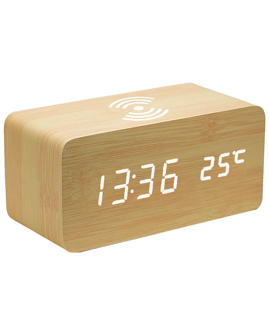 Shop Ztech Wireless Charging Alarm Clock In Natural