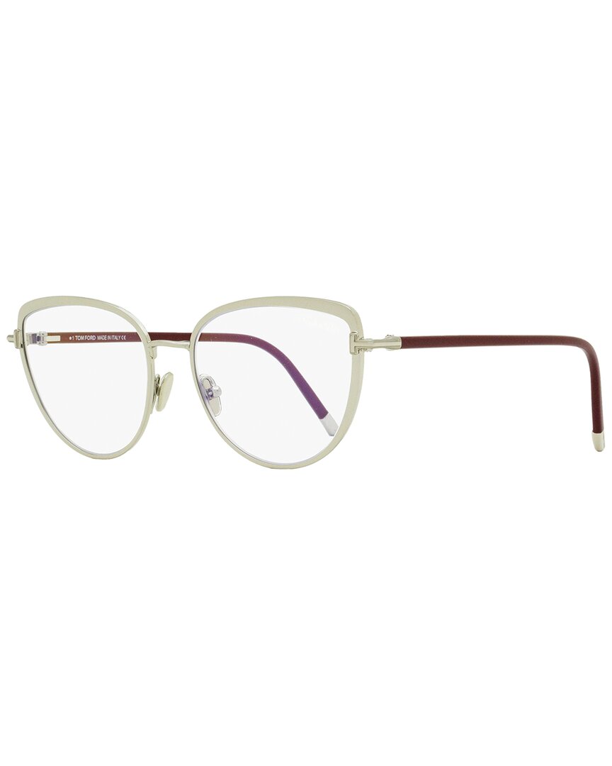 Tom Ford Women's Blue Block Eyeglasses Tf5741b 016 Palladium/burgundy 55mm In White