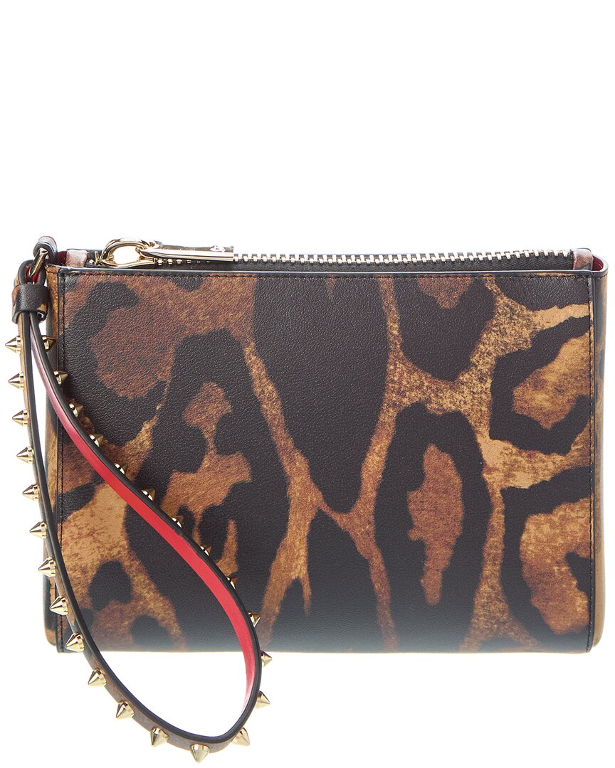 Christian Louboutin Cabata Leather Pouch In Brown