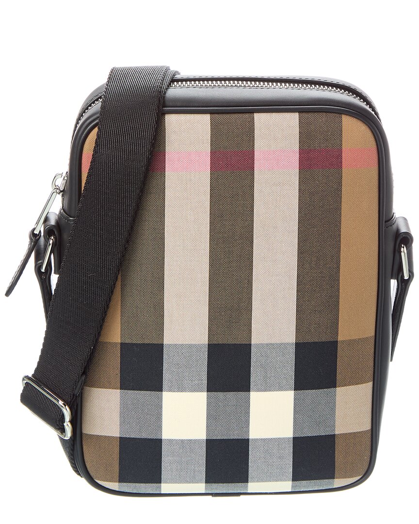 Burberry Check Canvas & Leather Crossbody In Multi
