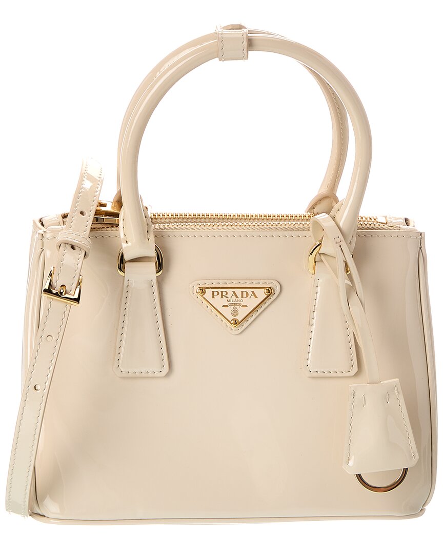 Prada Galleria Mini Leather Clutch In White
