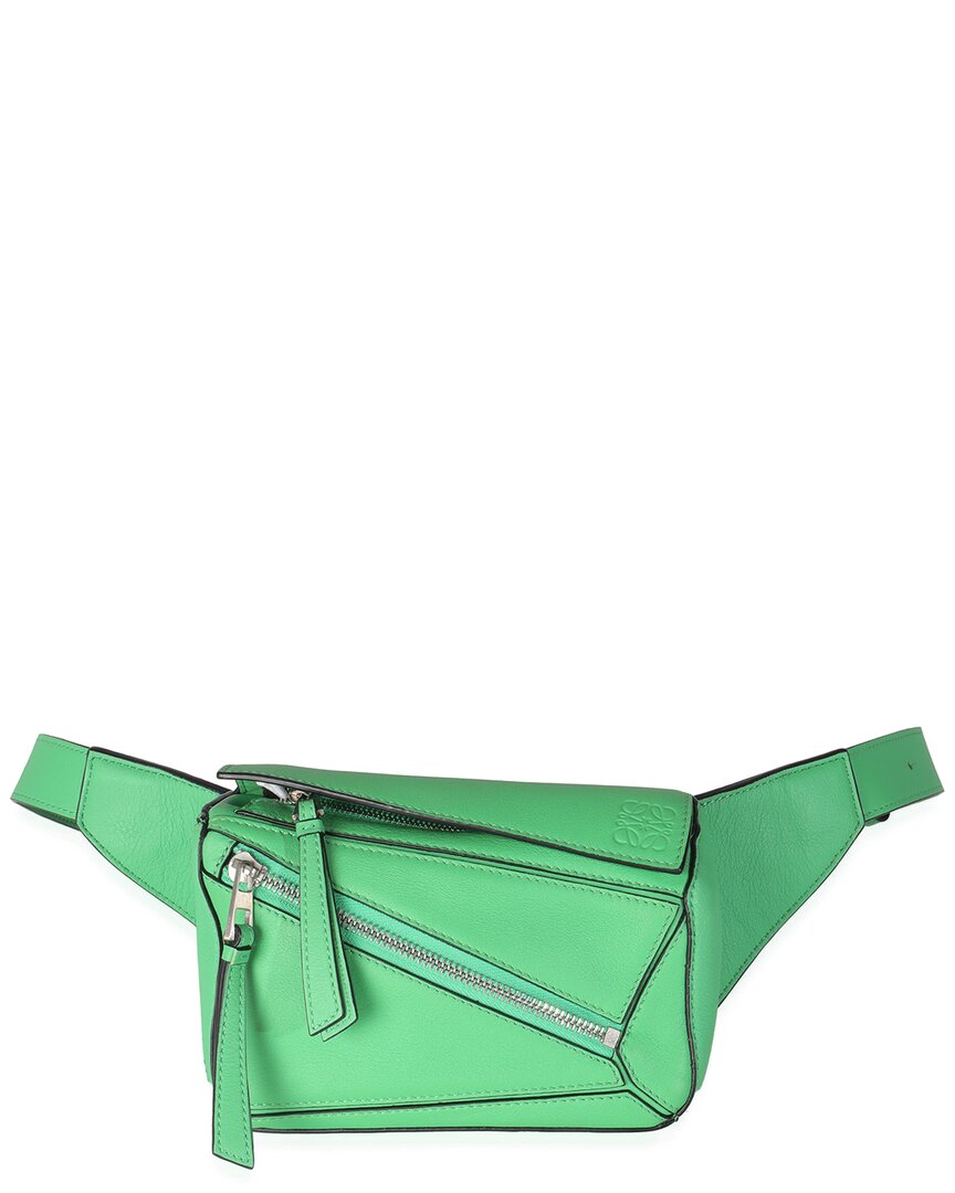 Loewe Green Leather Mini Puzzle Belt Bag (authentic Pre-loved)