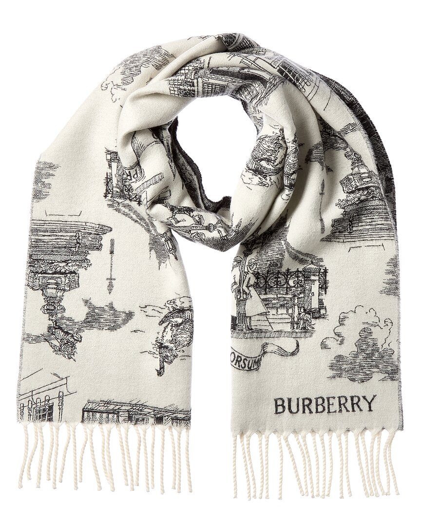 Burberry Cashmere & Wool-blend Scarf In White