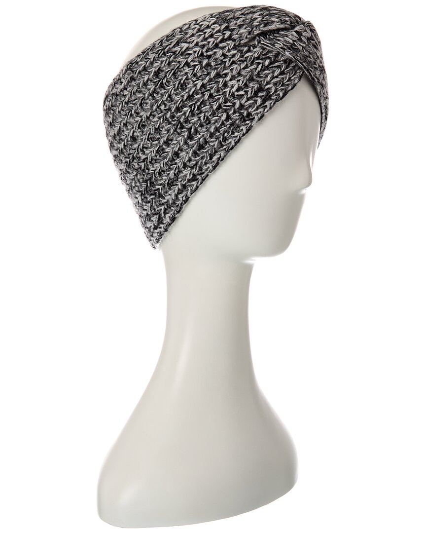 Amicale Cashmere Marl Shaker Rib Twist Cashmere Headband In Black