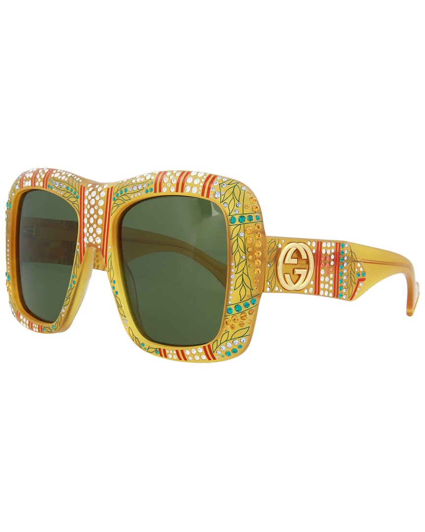 Gucci 54mm Square Sunglasses In Yellow Yellow Green |