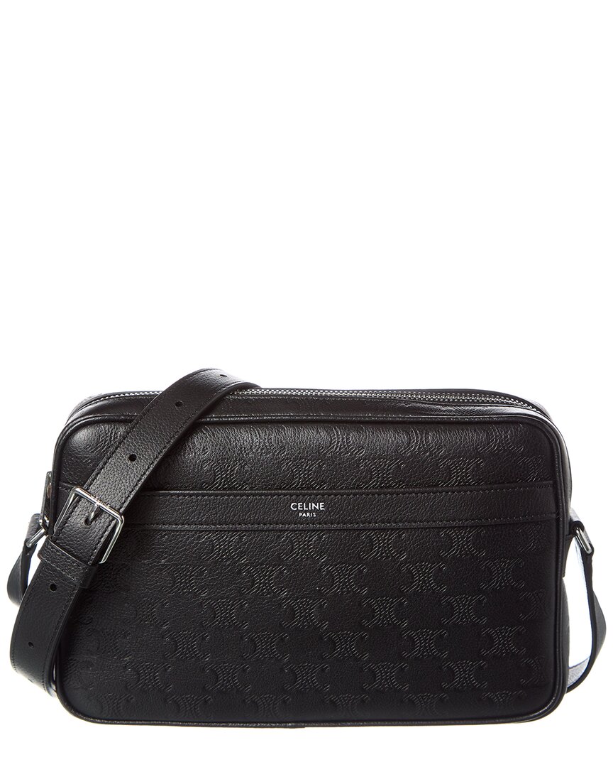 Celine Medium Triomphe Leather Crossbody In Black