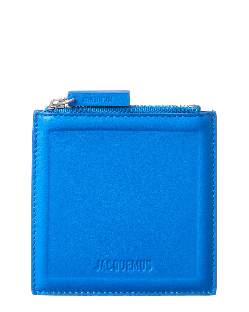 Shop Jacquemus Logo Leather Coin Purse In Blue