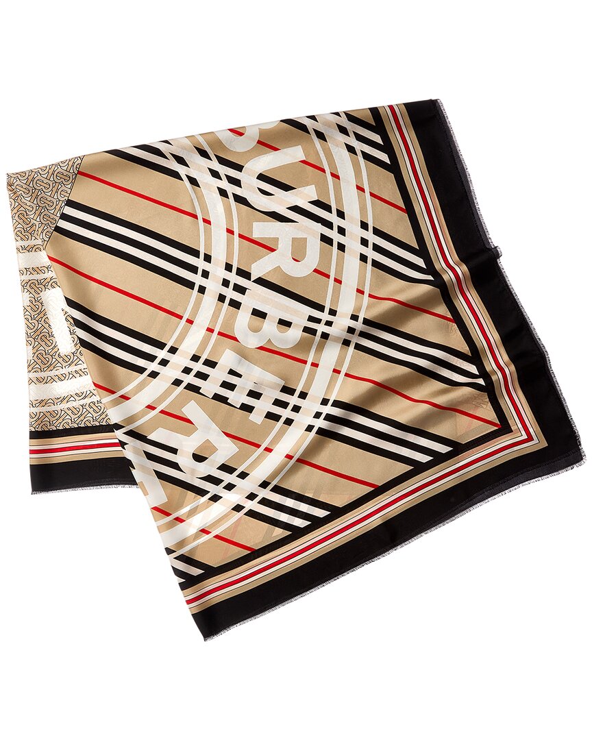 Burberry Montage Print Silk Scarf In Beige | ModeSens