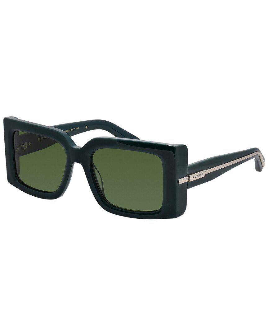 Ferragamo Green Square Ladies Sunglasses Sf2032s 302 55 In Green