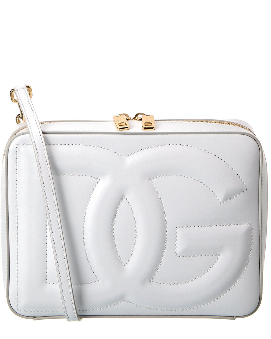 Dolce & Gabbana Medium Logo Camera Bag In Calf Leather In White