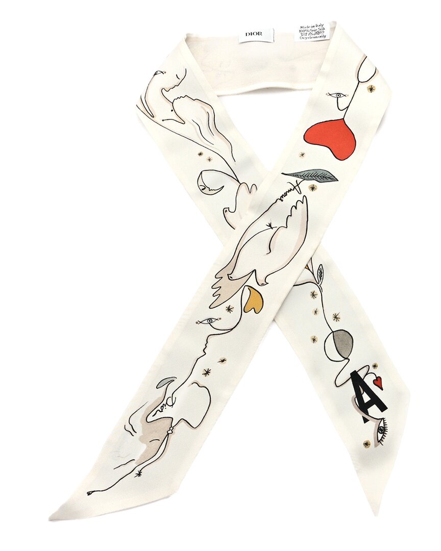 Dior Silk Abc Mitzah A Scarf (authentic Pre-loved) In White
