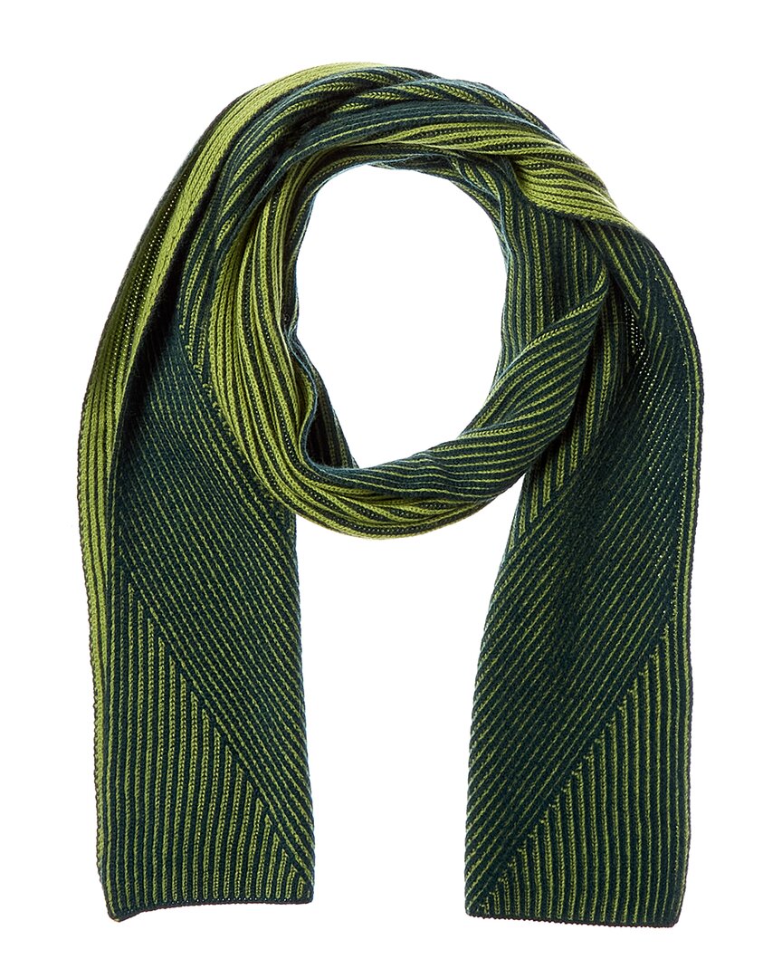 Forte Cashmere Plaited Rib Cashmere Scarf In Green