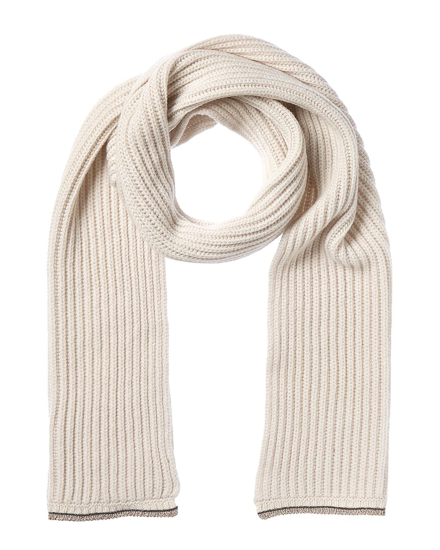 Brunello Cucinelli Silk Scarf In White