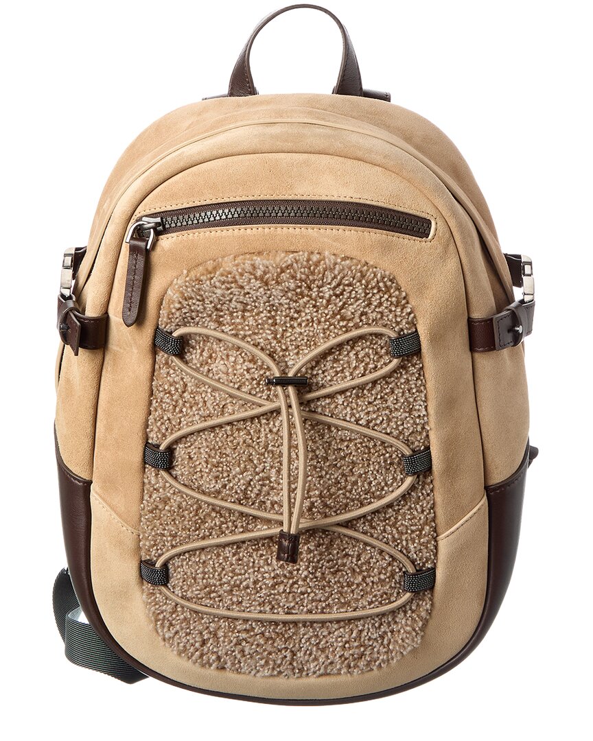 Brunello Cucinelli Suede Backpack In Brown