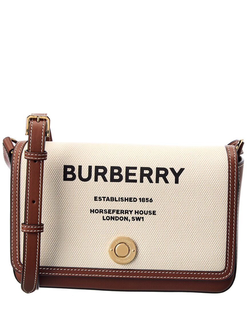 Burberry Horseferry Print Canvas & Leather Shoulder Bag In Neutral