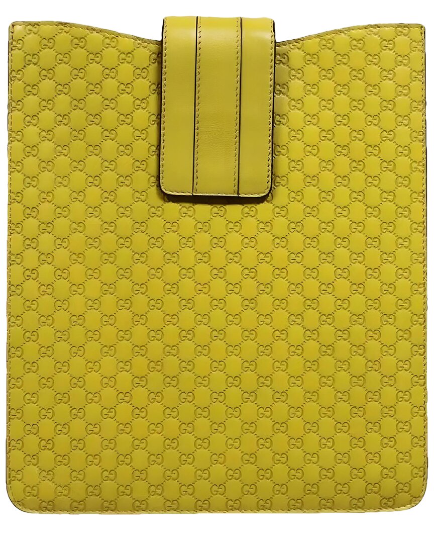 Gucci Leather Ipad Cover In Yellow