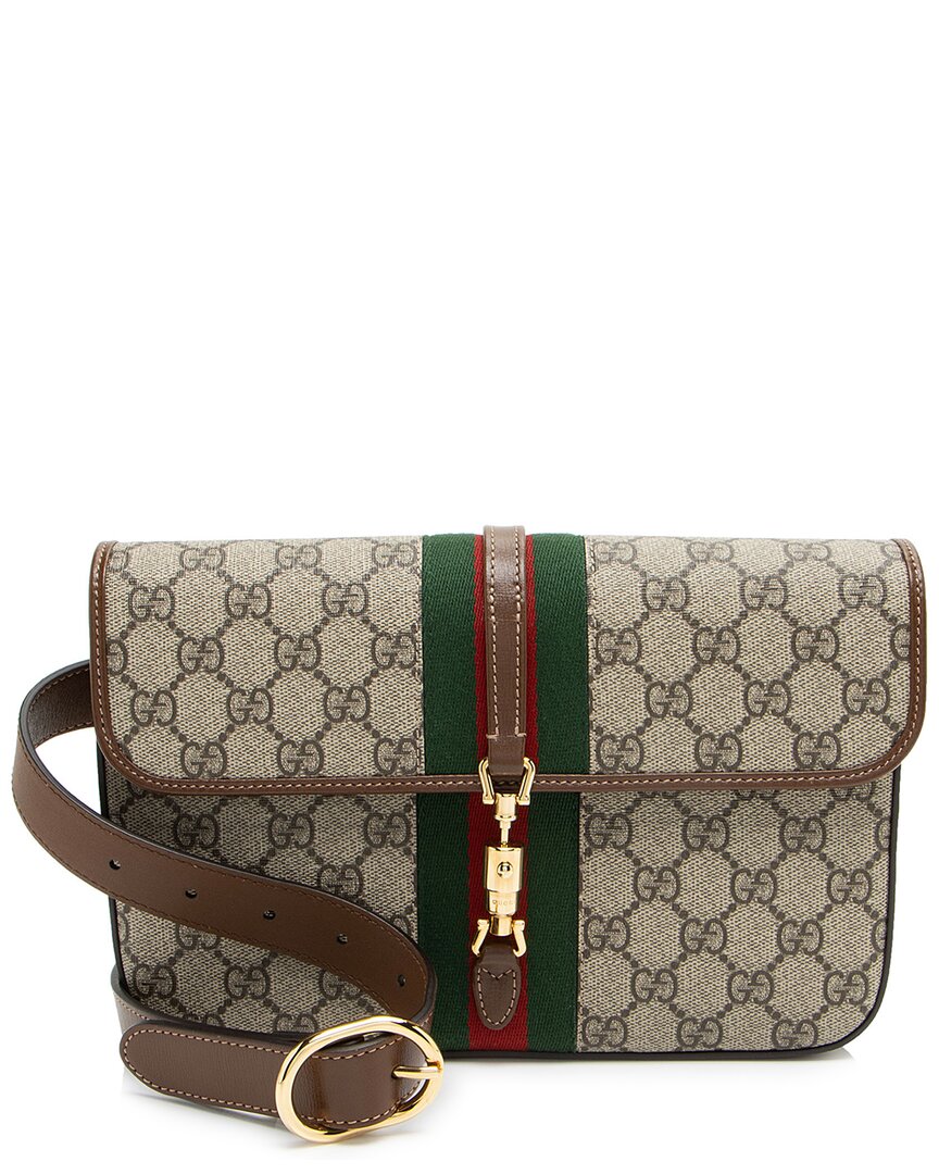 Gucci Beige & Brown Gg Supreme Coated Canvas Jackie 1961 Belt Bag (authentic Pre-loved)