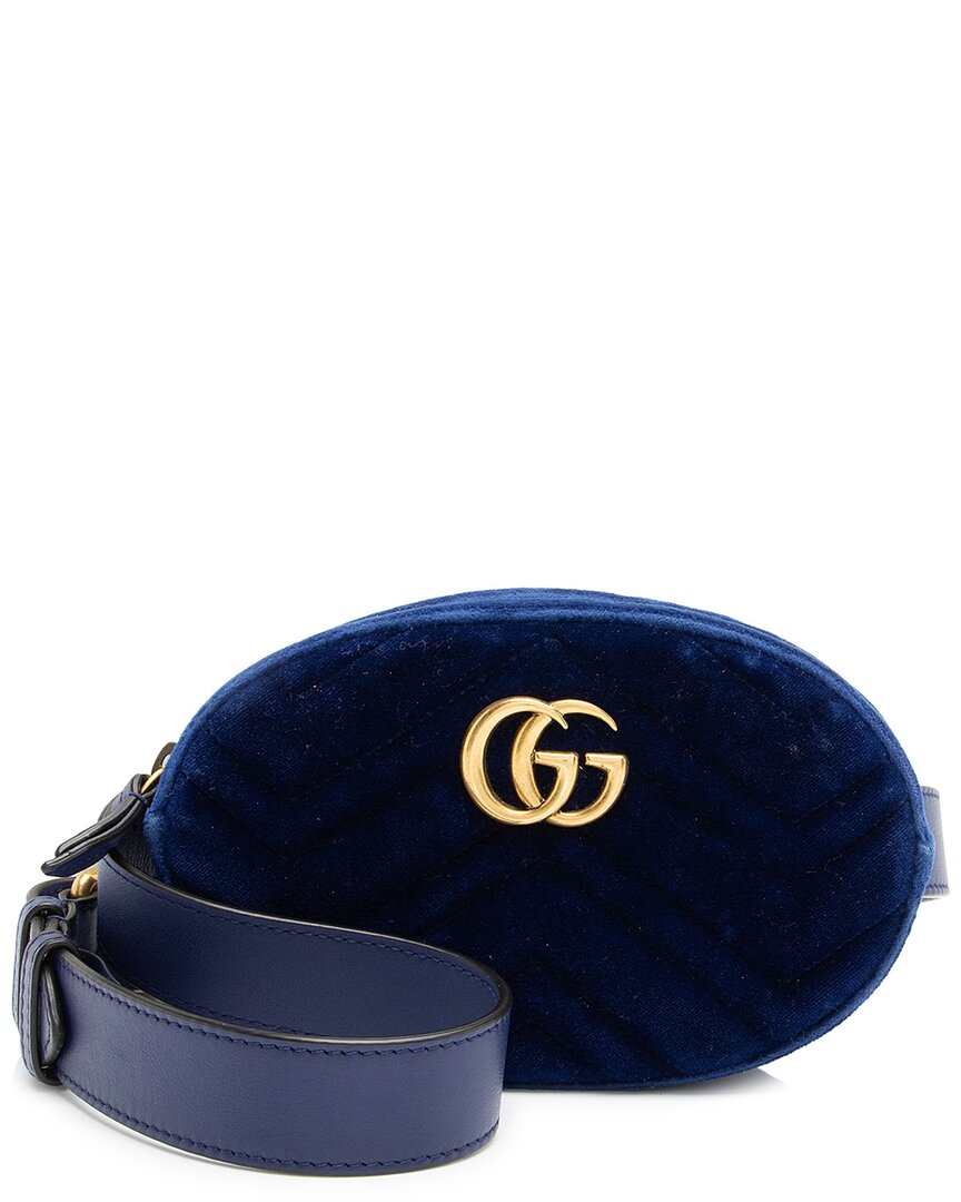 Gucci Blue Leather, Velvet Belt Bag, Size 34 (authentic Pre-loved)