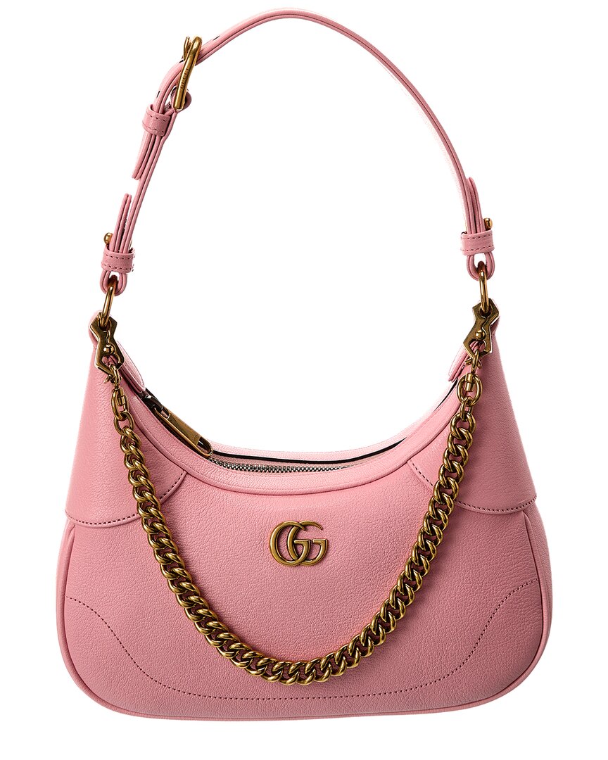 Shop Gucci Aphrodite Small Leather Hobo Bag In Pink