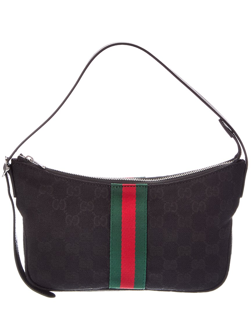 Gucci Canvas Shoulder Bag In Black