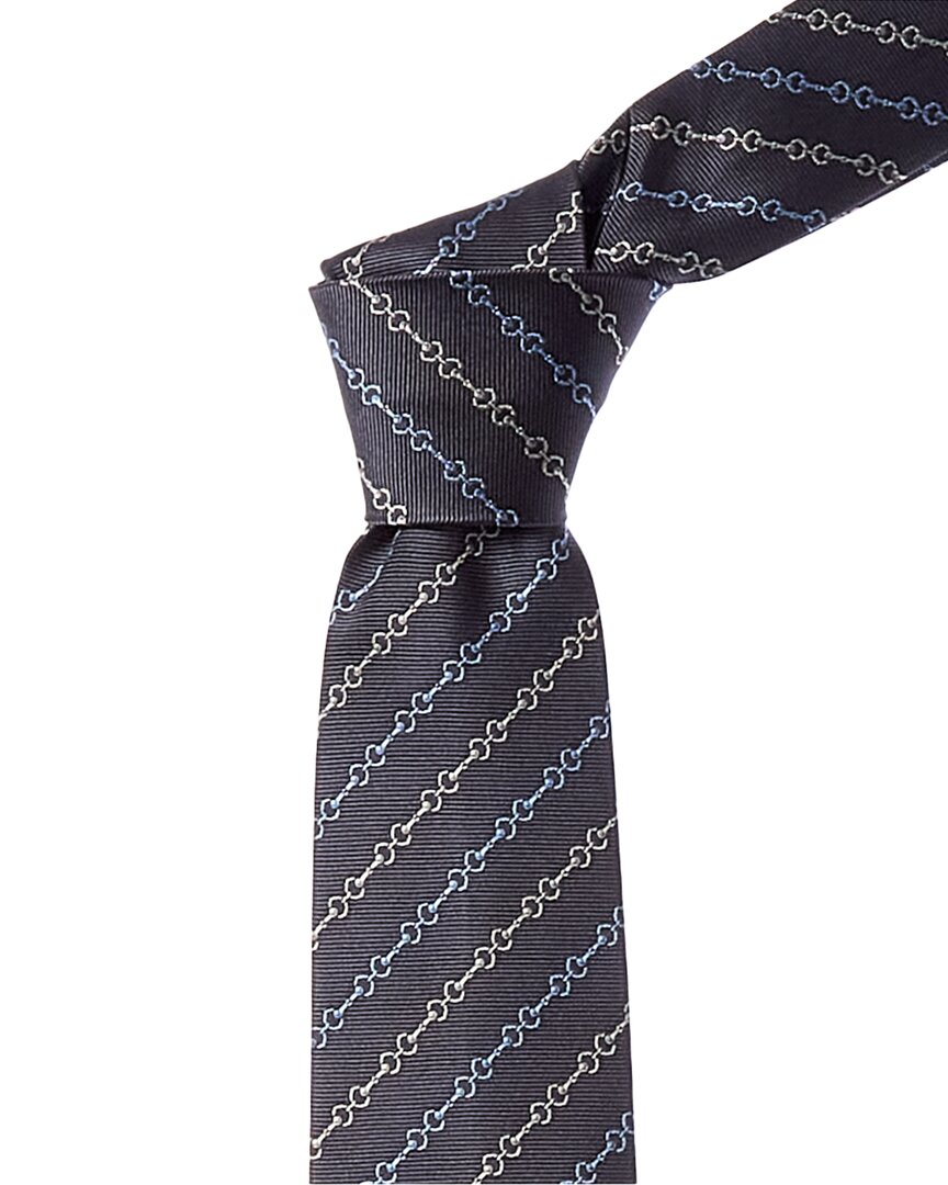 Gucci Horsebit Jacquard Silk Tie In Blue