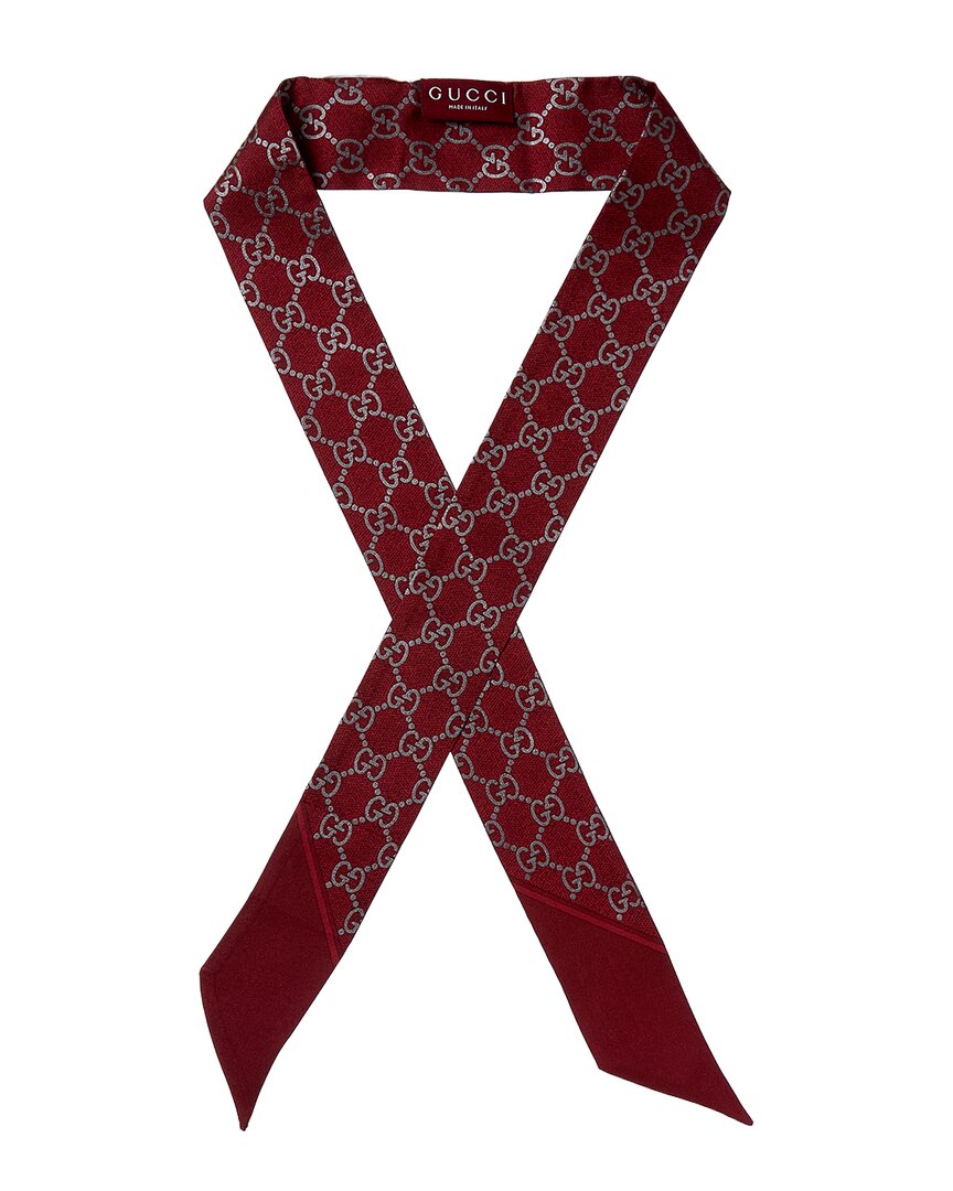 Gucci Gg Laminated Long Scarf With Pointed Ends In Red