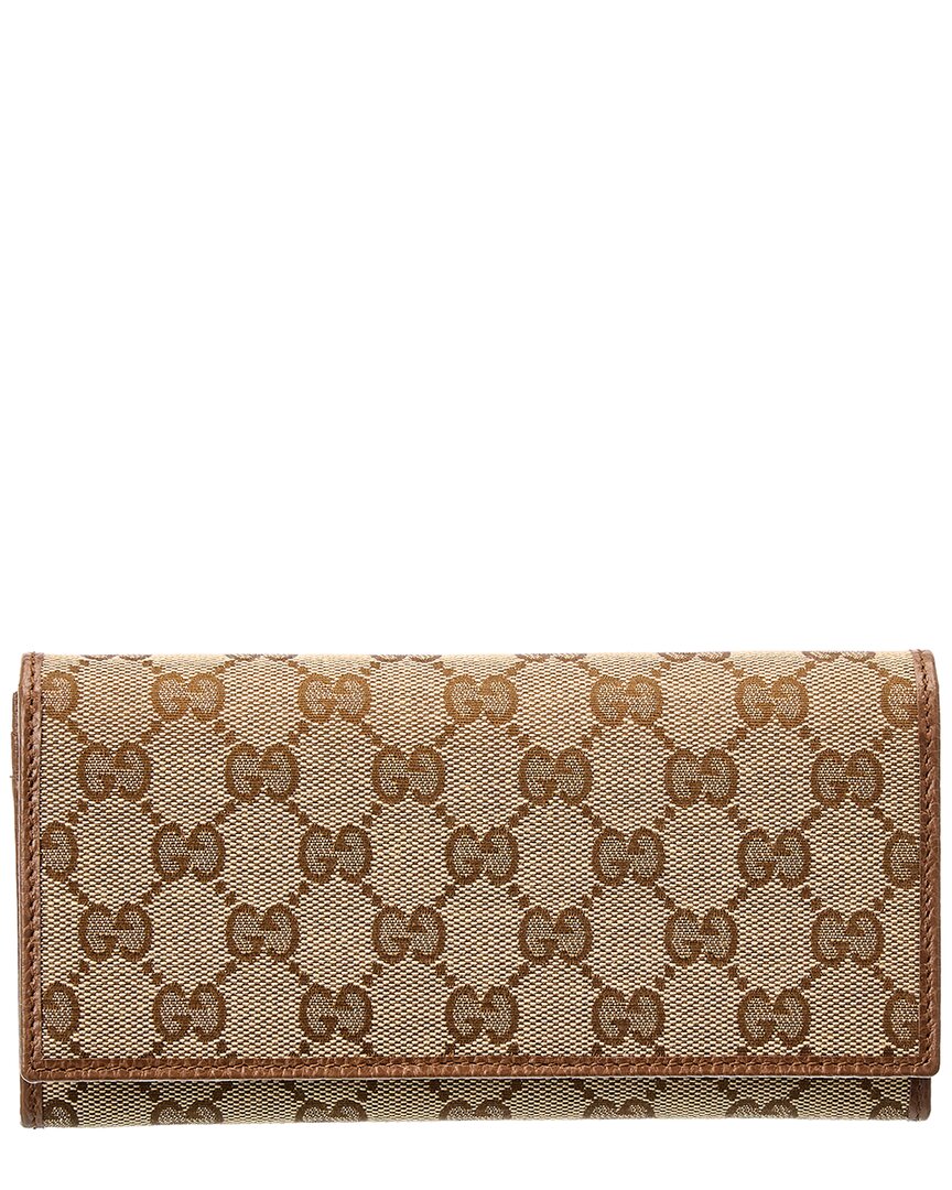 Gucci Gg Canvas Continental Wallet In Brown
