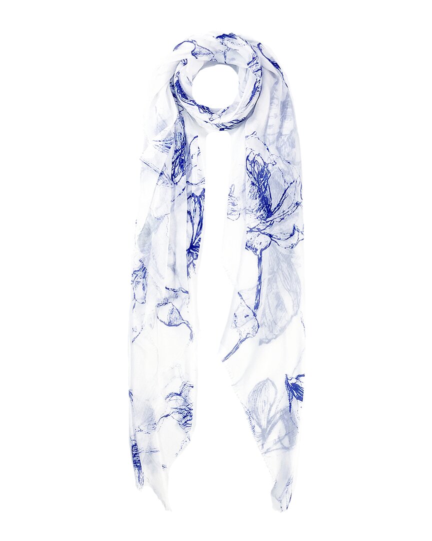 Blue Pacific Vintage Floral Sketch Scarf