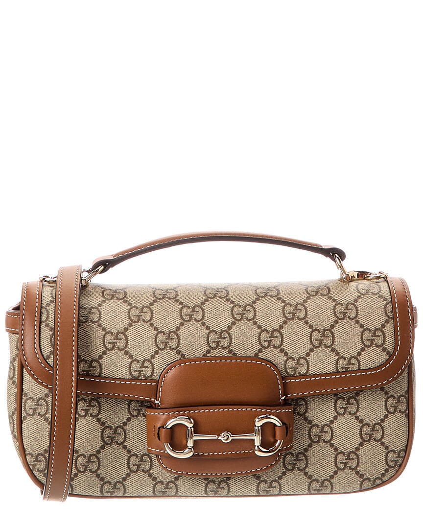 Gucci Gg Logo Leather Crossbody In Brown