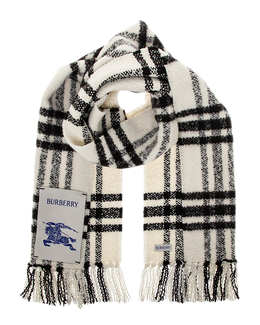 Burberry Check Wool Scarf In Black