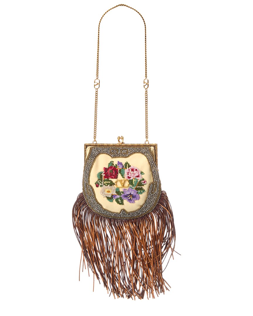 Valentino Garavani Valentino Vlogo Signature Canvas Pouch In Sand