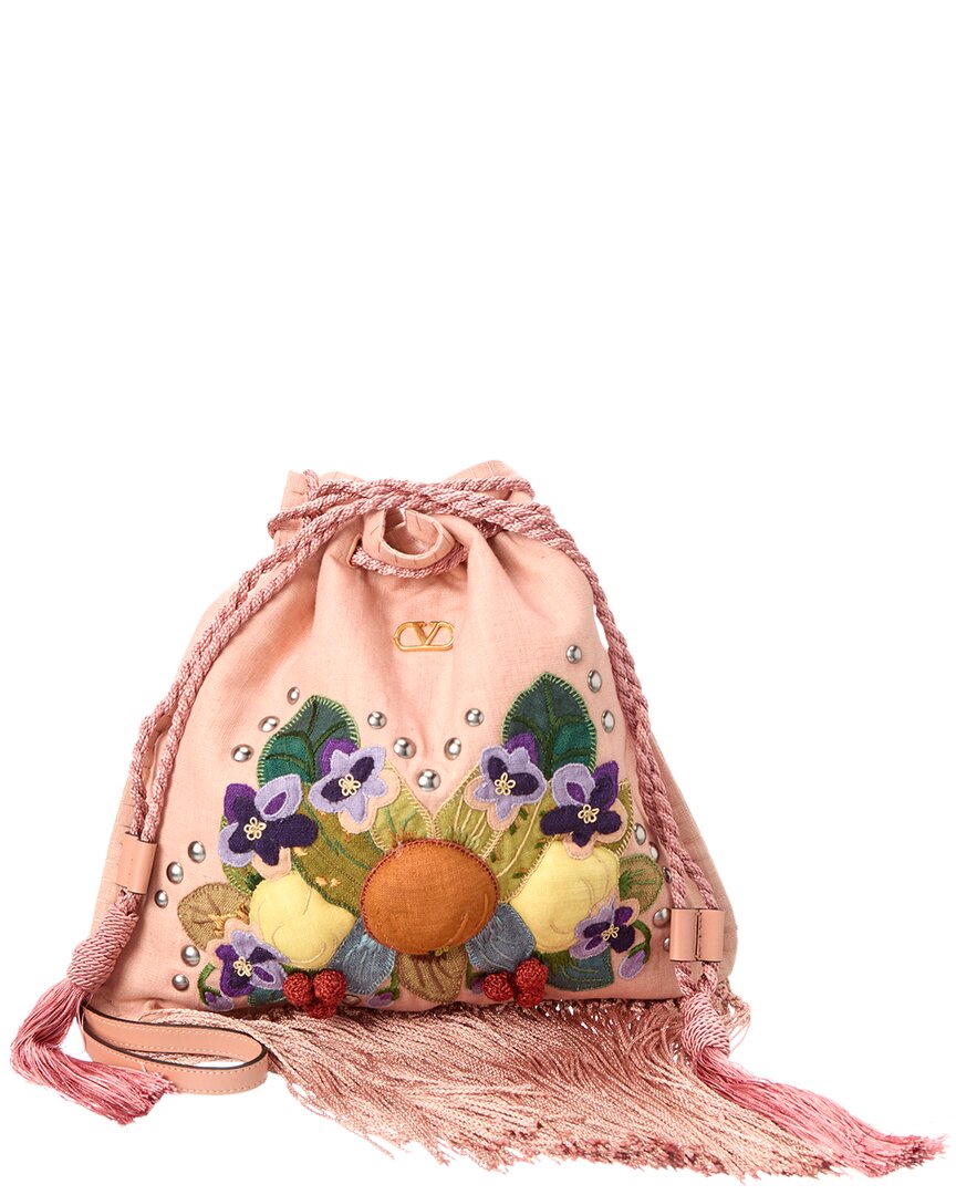 Valentino Garavani Valentino Vlogo Signature Canvas & Leather Shoulder Bag In Pink