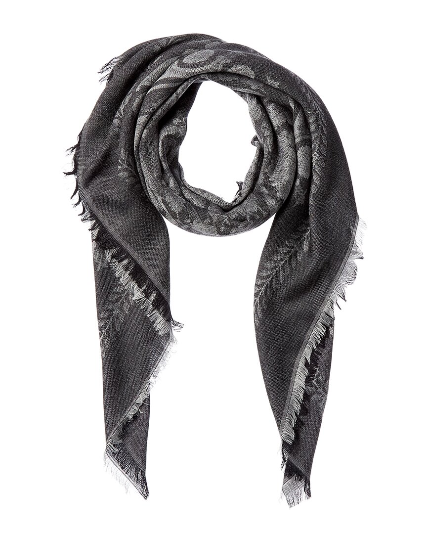 Versace Wool-blend Scarf In Gray