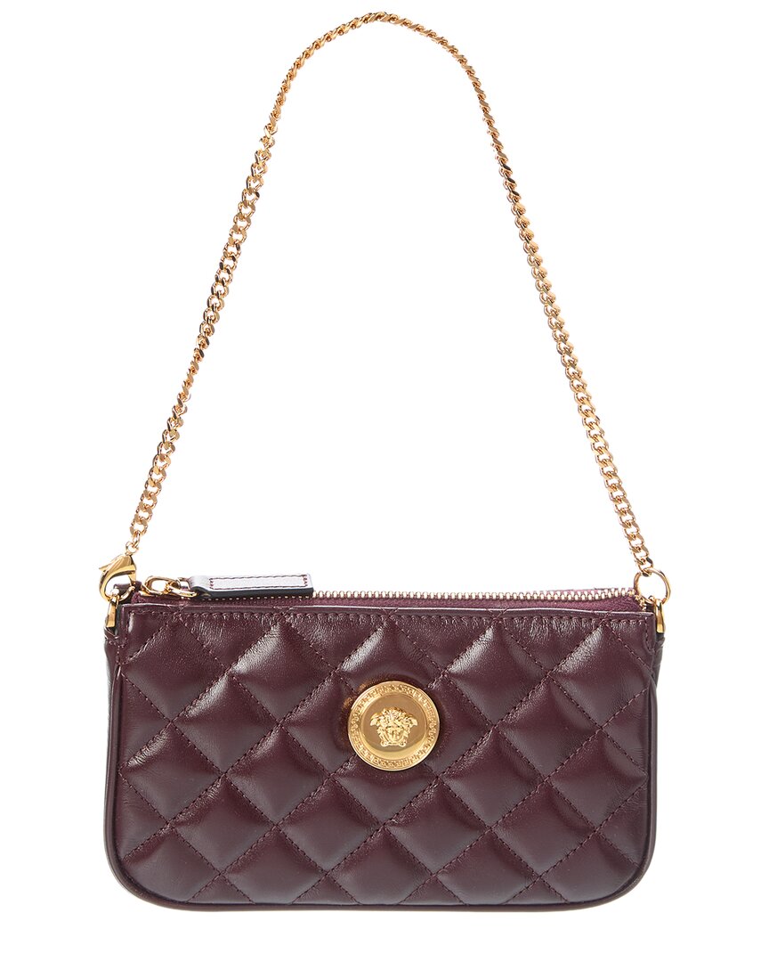 Versace Medusa Quilted Leather Pochette In Red